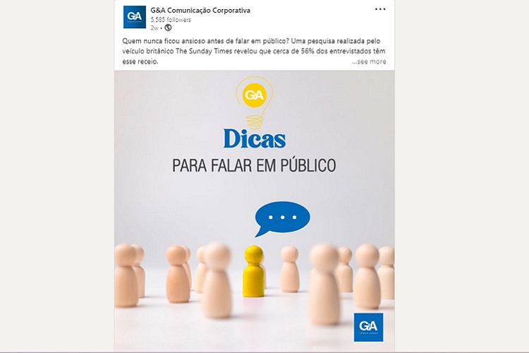 Print do perfil da G&A no Linkedin